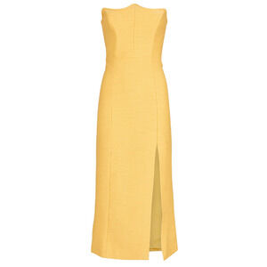 C/Meo Collective Beyond Control Gold Structured Boned Strapless Dress XS 0 2